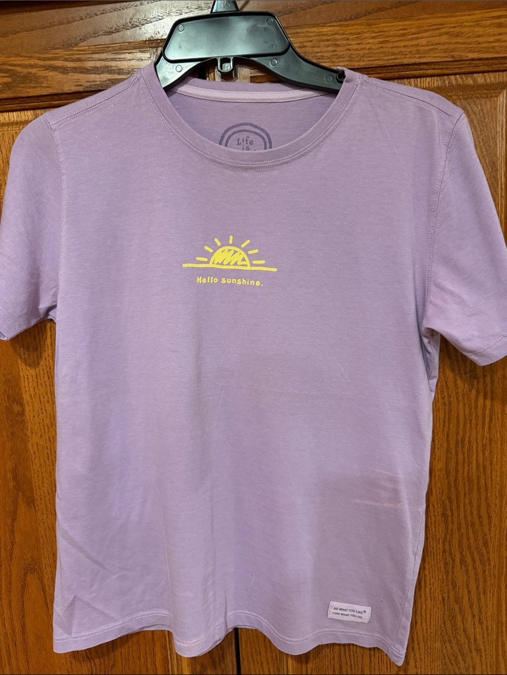 Life Is Good Lavender Short-Sleeve Tee with Yellow Sun Graphic